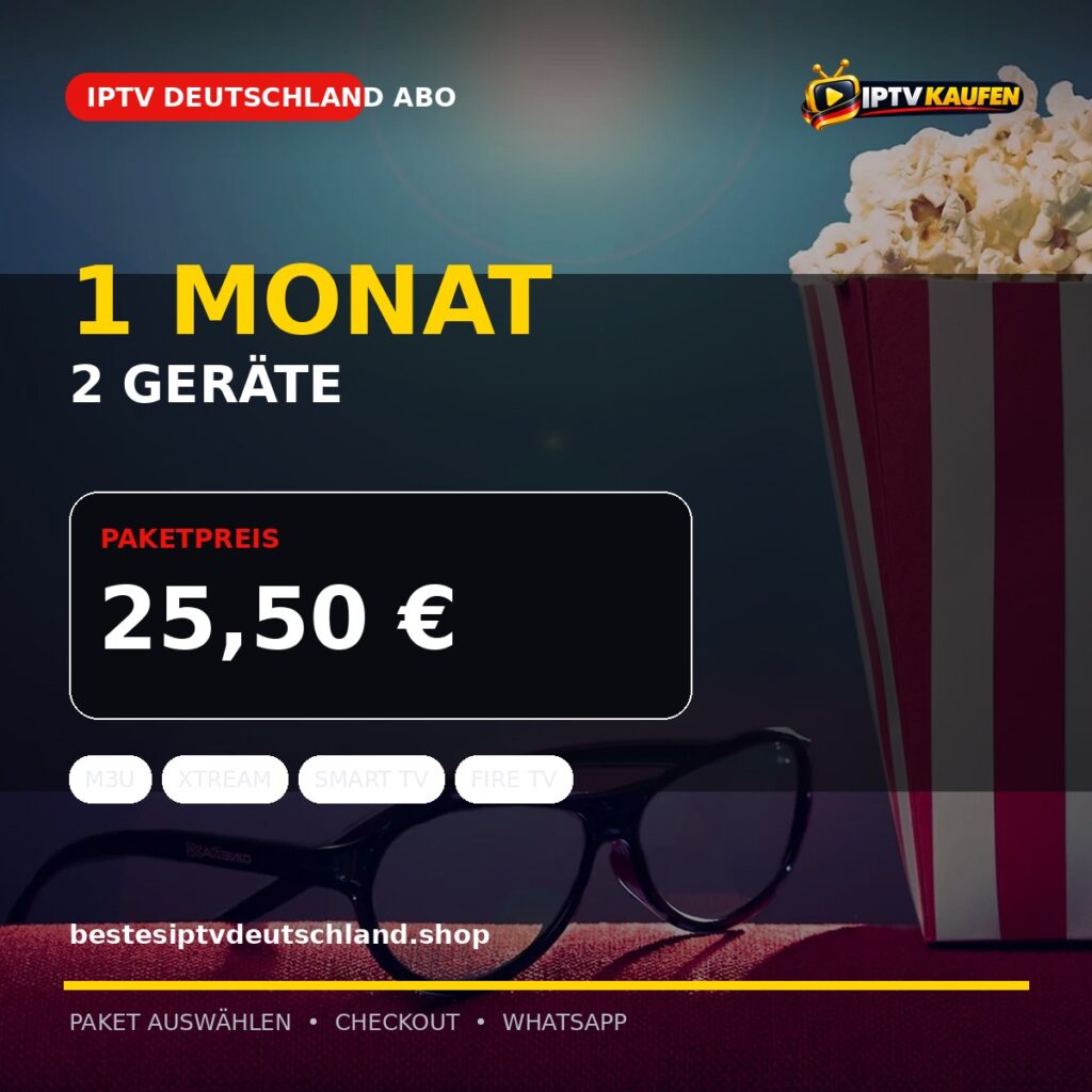 IPTV Deutschland Abo | 1 Monat | 2 Geräte