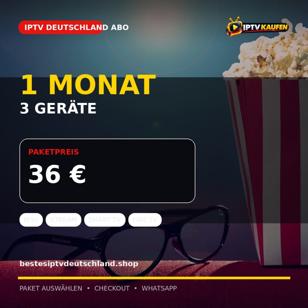 IPTV Deutschland Abo | 1 Monat | 3 Geräte