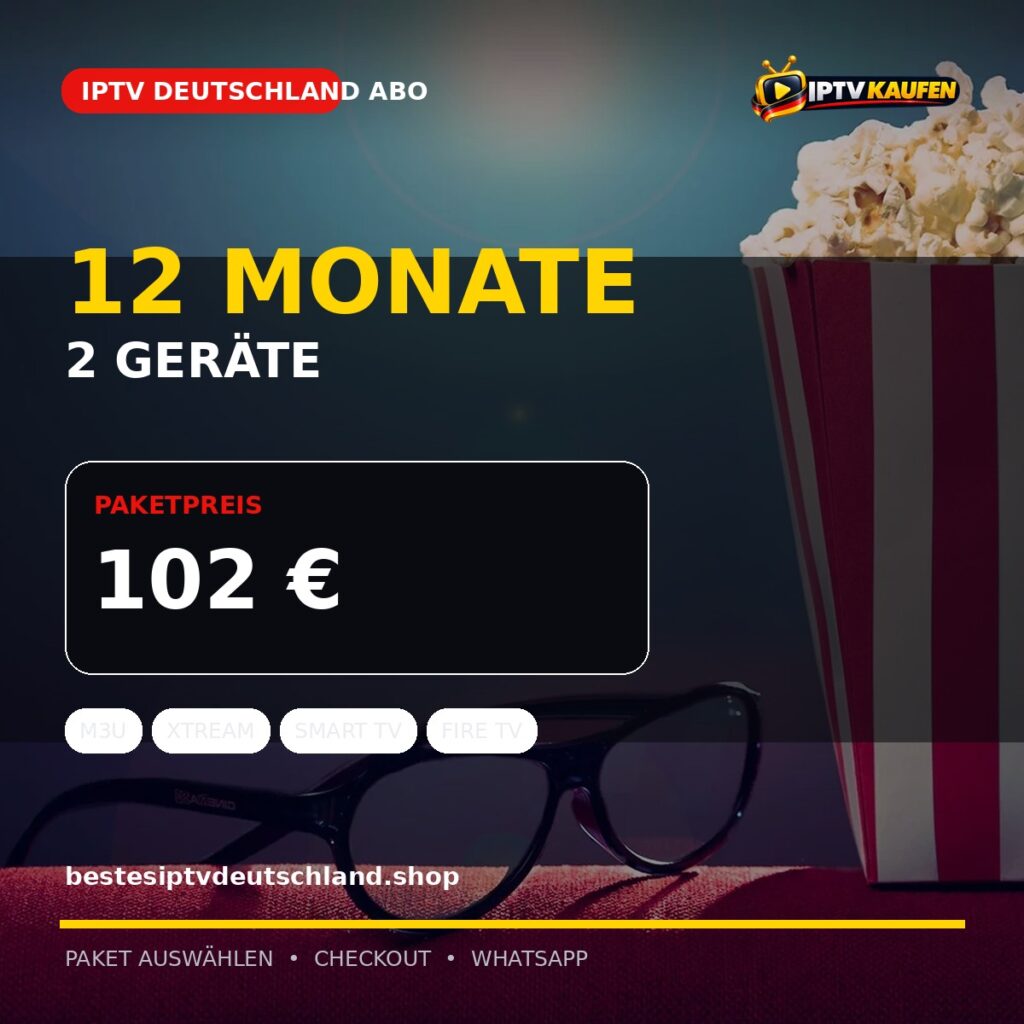 IPTV Deutschland Abo | 12 Monate | 2 Geräte